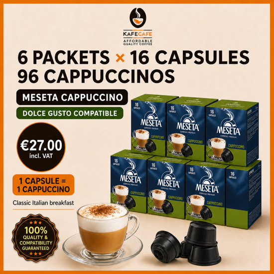 Picture of MESETA CAPPUCCINO – 6 PACKETS × 16 CAPSULES
